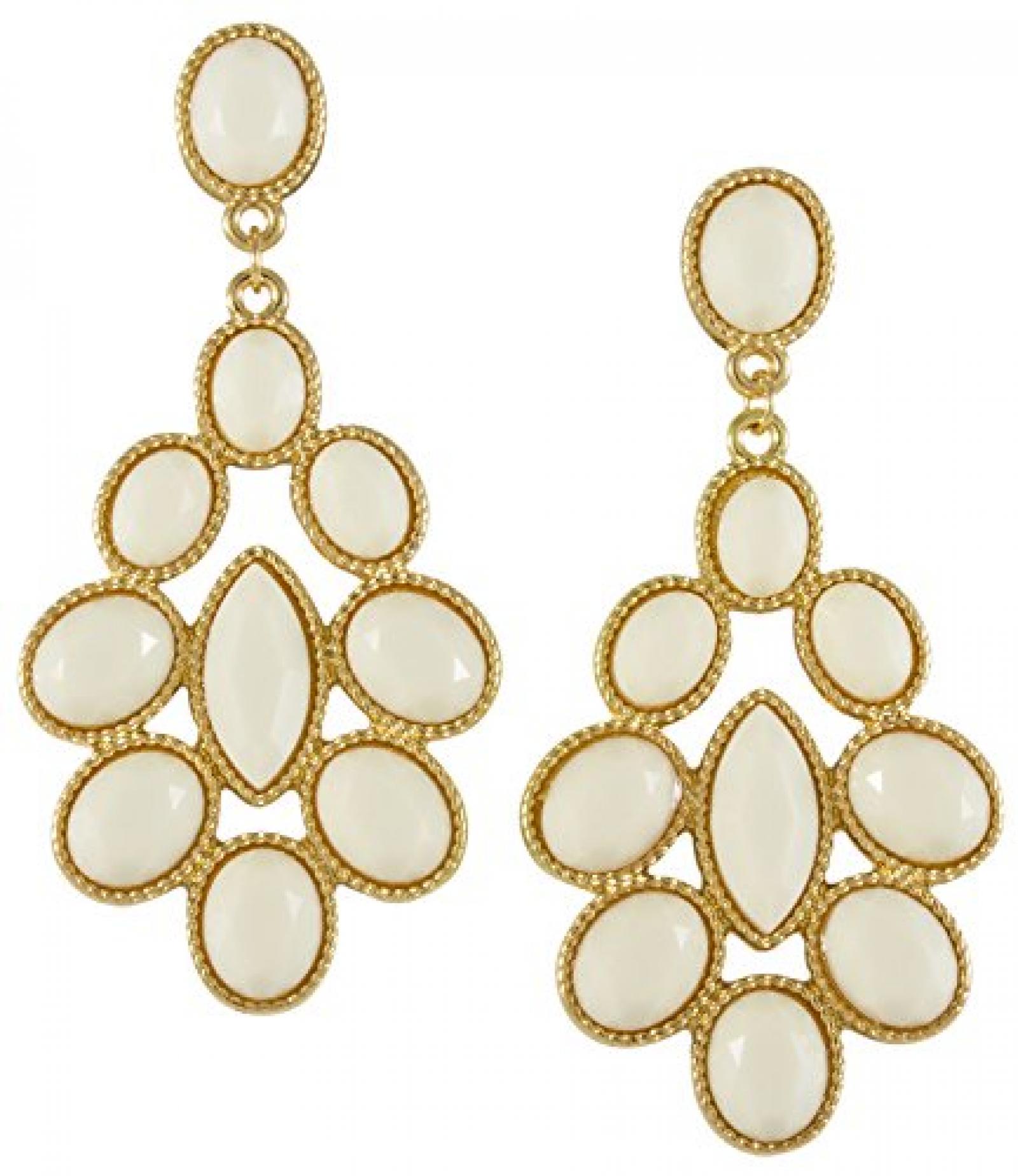 SIX "White Summer" Ohrstecker aus wei&szlig;en Steinen in goldener Einfassung (381-640) 